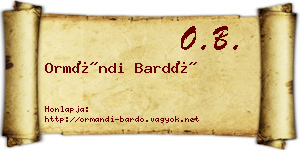 Ormándi Bardó névjegykártya
